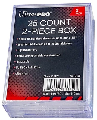 2 Ultra Pro 25 Count Clear Two Piece Card Storage Boxes Case Sports Slider New - Image 1 of 4