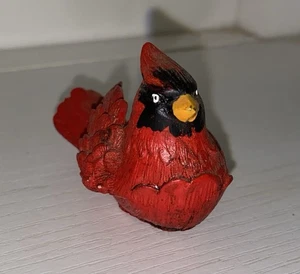 Vtg Carved Wood Cardinal Red Bird Figurine Miniature 1.5” Tall Small Vintage - Picture 1 of 7