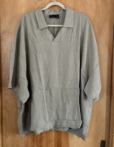 Asos Design Boxy Oversized Overhead Linen Blend Shirt in Khaki Size 4XL NEW - Picture 1 of 4