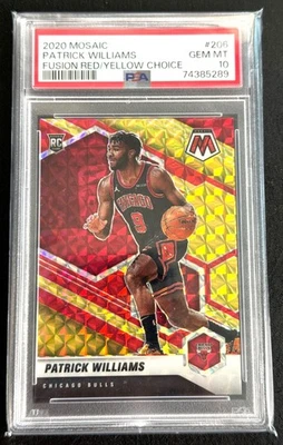 #/88 Patrick Williams PSA 10 GEM 2020-21 Panini Mosaic Fusion Red Yellow RC #206 - Image 1 of 2