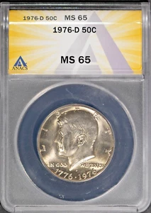 1976-D 50c J.F. Kennedy Half-dollar MS 65 ANACS # 7622347 New Holder + Bonus - Picture 1 of 2
