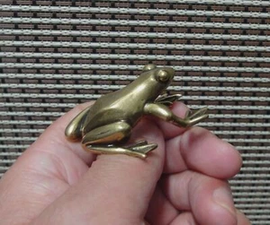 Vintage Style Solid Brass Copper Cute Frog Animal Statue for Home Garden Decor - Picture 1 of 6