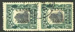 Canal Zone 22e Used 1c Portrait Double Overprint Error Pair $550.00+ 5C19 12 - Picture 1 of 1