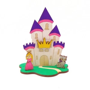 Princesa castillo castillo conjunto creativo para niños, cumpleaños juego de manualidades de madera - Imagen 1 de 4
