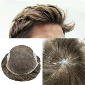 French Lace Front Mens Toupee Poly Pu Hairpiece Natural Hair Replacement Systems - Picture 1 of 72