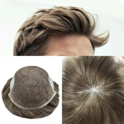 French Lace Front Hombres Toupee Poli PU Pelo Pelo Sistemas de Repuesto EE. UU. Foto 1 de 4