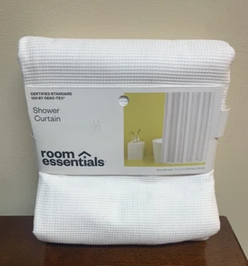 New Waffle Weave Fabric Shower Curtain - Room Essentials - White - 72 x 72 - Picture 1 of 2