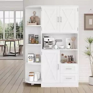 60" Large Kitchen Pantry with Adjustable Shelves, Farmhouse Tall Storage Cabinet - Picture 1 of 42