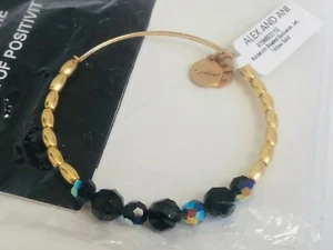 NWT ALEX AND ANI Nordstrom Exclusive Beaded Bangle in Jet Black & Gold ~ SEALED - Picture 1 of 12