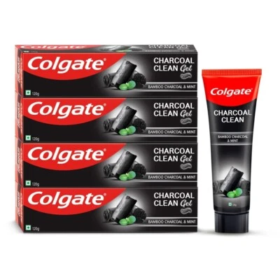 Colgate Charcoal Clean Toothpaste With Mint For Clean Mouth 120gm, (Pack Of 4 ), - Image 1 of 4