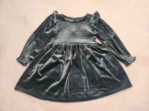 NWT Old Navy Green Velour Smocked Ruffled Christmas Dress 6-12 Months Baby Girl - Picture 1 of 1