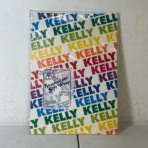 Vintage KELLY Geschenkpapier, personalisiertes Namen Geschenkpapier Regenbogen 80er Ära - Bild 1 von 7