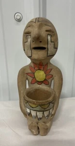Vintage Native American Tesuque Pueblo Pottery Multicolored Rain God 6" Figurine - Picture 1 of 15