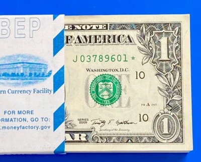 2009 STAR NOTE $1 Dollar Bill ( KANSAS J ) Low Print- Uncirculated - Image 1 of 3