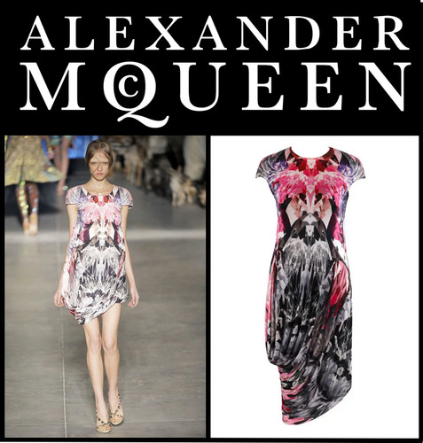 Abito Alexander McQueen S S 2009 stampa caleidoscopio cristallo rosa US4 IT40