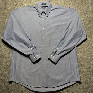 Chas Reed Dress Shirt Mens 16.5 Blue Pinstrips Long Sleeves Button Down Classic - Picture 1 of 10