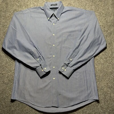 Camisa de vestir Chas Reed para hombre 16,5 azul a rayas mangas largas con botones clásica Foto 1 de 4