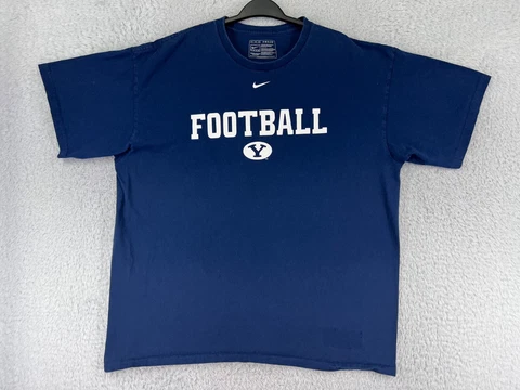 BYU Cougars Shirt Mens Extra Large Blue Football Nike Team 100% Cotton Crew Neck Cover