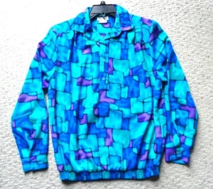 Women's L Silky Top elastic bottom Watercolors Blue Green Purple All Hours sz 16 - Picture 1 of 3