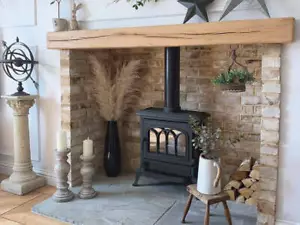 Handmade Solid Oak Beams 4"x8 Fireplace Mantelpiece Surrond Rustic Display Shelf - Picture 1 of 3