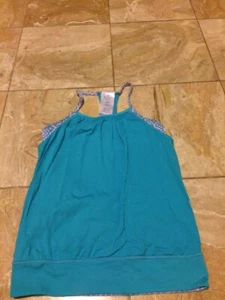 Ivivva By Lululemon Girls Aqua Blue Double Dutch Athletic Tank Top Size 10  - Picture 1 of 2