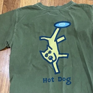 Life Is Good Boys L Large 12 Hot Dog T Shirt Back Print Defect - Picture 1 of 9