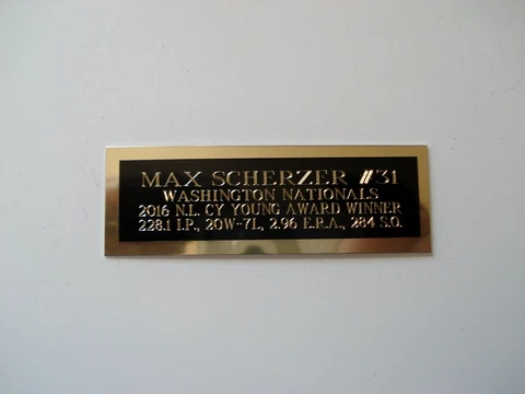 Max Scherzer Nationals 2016 Cy Young Award Baseball Card Plaque Nameplate 1 X 3 Cover