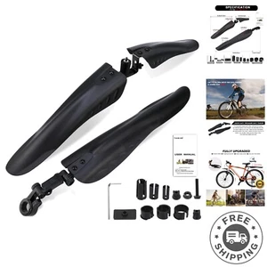3-Piece Adjustable Bicycle Mudguard Set for All Bike Models - Weather Resistant - Picture 1 of 10