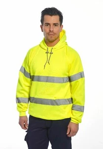 Portwest B304 Hi-Vis Hooded Work Safety Sweatshirt with Reflective Tape ANSI 3 - Picture 1 of 8