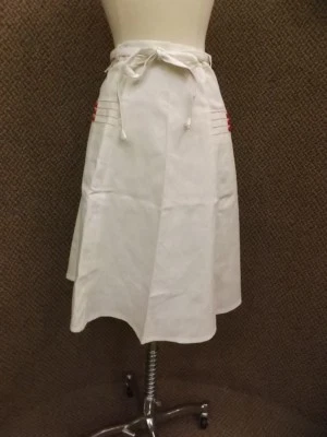 Deportiva De Colección Años 70 NUEVA Falda Círculo Envolvente de Verano Algodón Blanco Punto Rojo 14 Foto 1 de 4