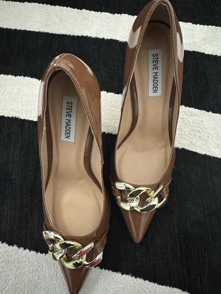 Steve Madden Marrón Charol Trabajo Negocios Chic Tacones 9.5 Foto 1 de 4