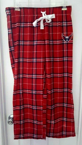 WASHINGTON CAPITALS Womens Pants Large Sleep Pajamas Sweats Plaid Embroidered Cover