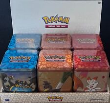 Pokemon TCG Stacking Tins Case Display of Sealed 6 TINS Fighting/Fire/Darkness