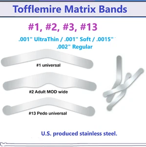 Dental Tofflemire Matrix Bands Type .001" UltraThin, #1 Universal, Wide, Narrow - Picture 1 of 3