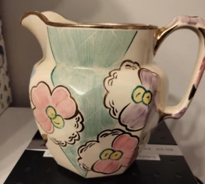 Vintage Price Bros Porcelain Pitcher  Made In England - Art Deco Floral - Picture 1 of 5