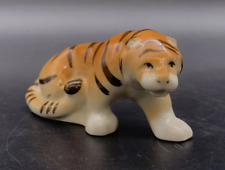 Vintage Porcelain Tiger Figurine Ussr Factory 1989 Home Decor Orange Creative