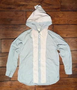 Comme de Garcon Women's 100% Lightweight Cotton Button-Up Hooded Shirt Sz M FLAW - Picture 1 of 22
