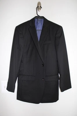 SOLID BLACK INDOCHINO SLIM FIT 100% WOOL BESPOKE SPORT COAT sz 38R suit jacket - Image 1 of 4