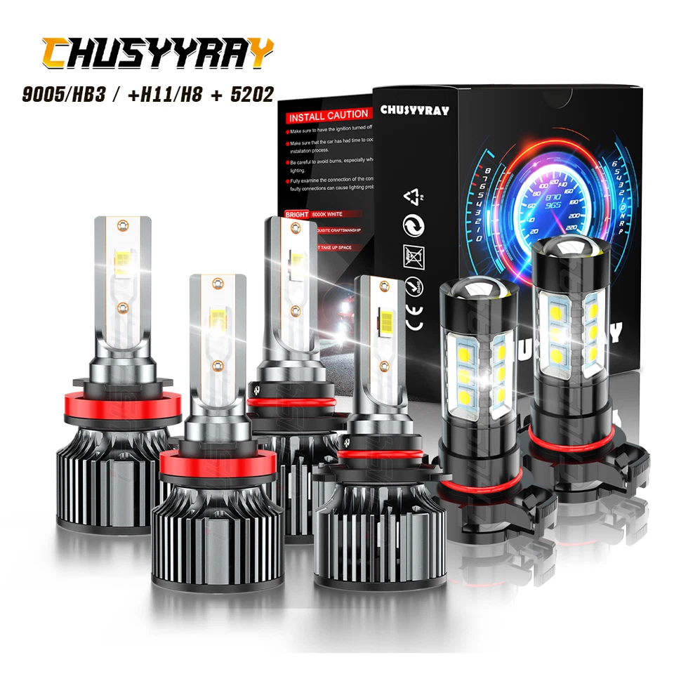 FOR Jeep Grand cherokee 2011 2012 2013 6500k LED Headlight+ Fog Light Bulbs Kit - Image 1 of 4