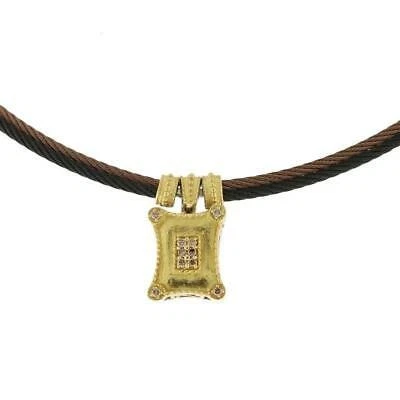Philippe Charriol Diamante Oro 18K Colgante Acero Doble Cable Alambre Collar 17" Foto 1 de 4
