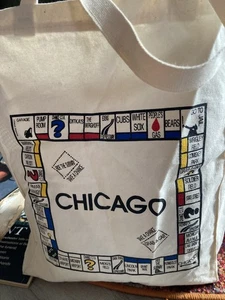 CHICAGO/MONOPOLY THEMA CANVAS BEUTELTASCHE 11" x 16" x 6" BÄREN JUNGEN OHARE COMISKY + - Bild 1 von 8