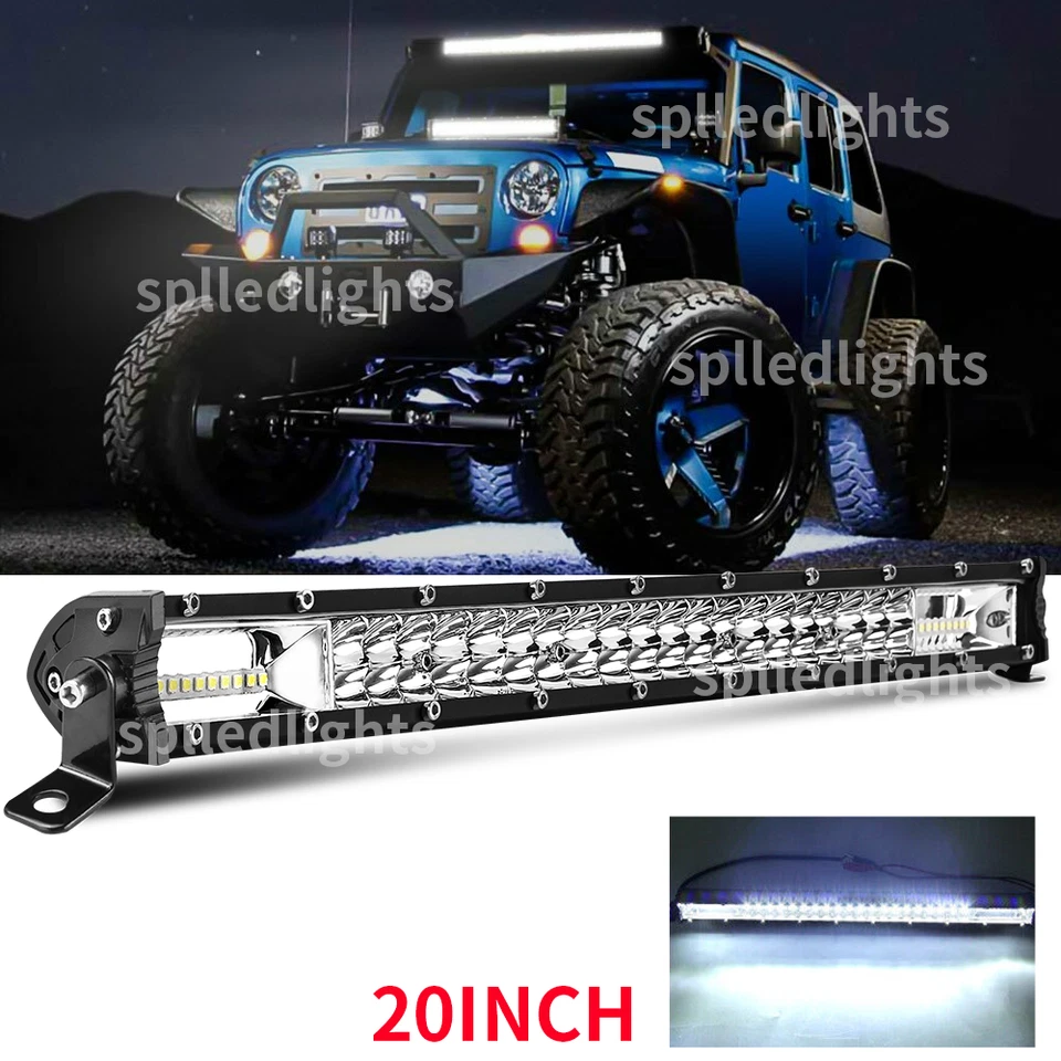 Barra de luz LED de 2 filas de 20 pulgadas 4x4 4x4 barra de luz todoterreno cápsulas de trabajo haz de inundación puntual Foto 1 de 4