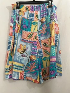 Vtg 80s Long Shorts Women Floral Colorful 1X MAGGIE SWEET lightweight - Bild 1 von 5