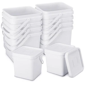10 Pcs 2.2 Gallon Square Bucket with Lid Food Grade Plastic Bucket 10L Utilit... - Picture 1 of 6