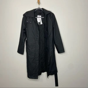 Gabardina negra con capucha larga XS Banana Republic nueva con etiquetas - Imagen 1 de 7