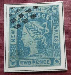 Nueva Gales del Sur 1855, #16 Dos Peniques Azul 💙 Usado en el precio del libro (1708-5) - Imagen 1 de 3