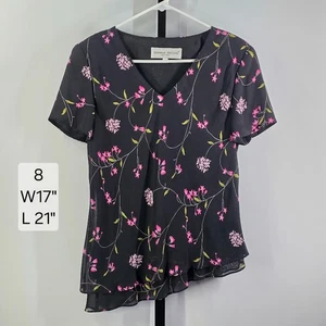 Vintage Y2K Donna Ricco Blouse 8 S M Sheer Floral Asymmetrical Fairy Goth Top - Picture 1 of 6