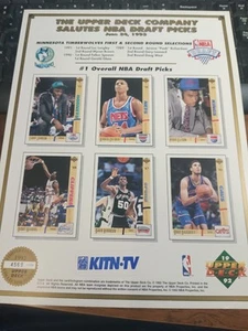 1993 Upper Deck Salutes NBA Minnesota Timberwolves Draft Picks Sheet L Johnson - Picture 1 of 2