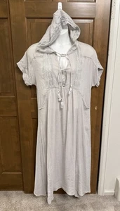 Free People Hooded maxi dress size XS beige beachy gauzy boho festival pockets - Picture 1 of 11