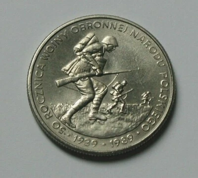 1989 POLAND Coin - 500 Zlotych - AU+ toned-lustre - 50th anniversary WWII start - Image 1 of 2